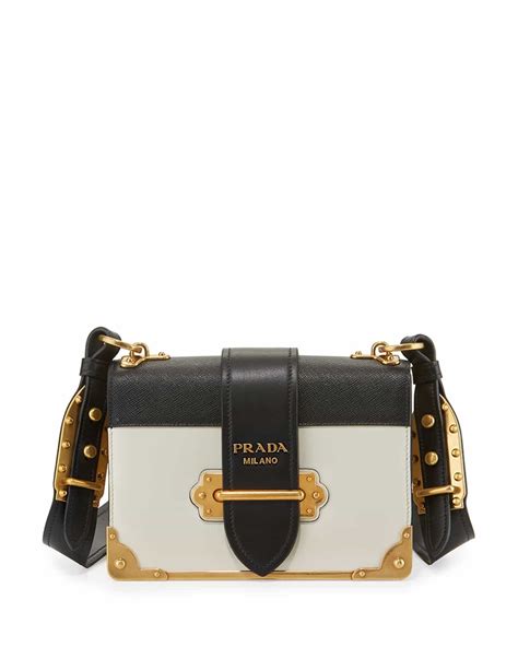 prada milano bag black and white